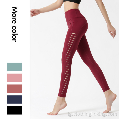 Yomụ nwanyị Yoga Pants Side Hollow Out